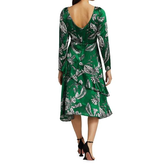 Marchesa Notte Asymmetric Green NWT size 0 - Picture 2 of 12